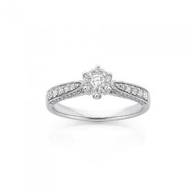 9ct-White-Gold-Diamond-Cluster-Ring on sale