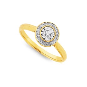 9ct-Gold-Diamond-Bezel-Framed-Ring on sale