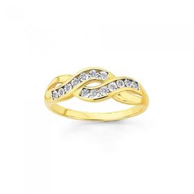 9ct+Gold+Diamond+Crossover+Ring