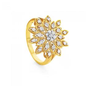 9ct-Gold-Large-Flower-Dress-Ring on sale