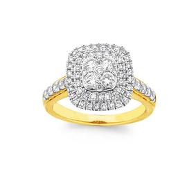 9ct-Gold-Diamond-Cushion-Shape-Dress-Ring on sale