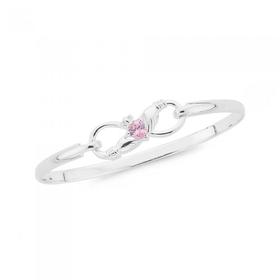 Silver-Childs-Pink-Cubic-Zirconia-Claddagh-Infinity-Bangle on sale