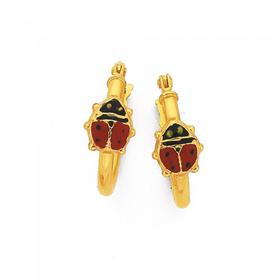 9ct-Gold-Red-Ladybird-Hoop-Earrings on sale