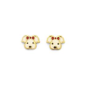 9ct-Enamel-Puppy-Stud-Earrings on sale