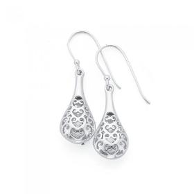 Silver-Scroll-Filigree-Bomber-Drop-Earrings on sale