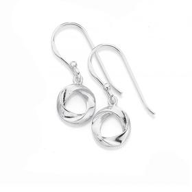 Sterling-Silver-Ribbon-Twist-Open-Circle-Drop-Earrings on sale