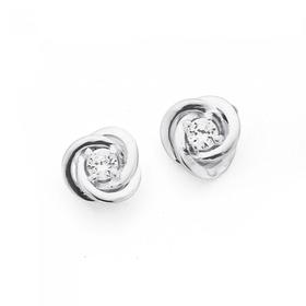 Silver-Cubic-Zirconia-Knot-Stud-Earrings on sale