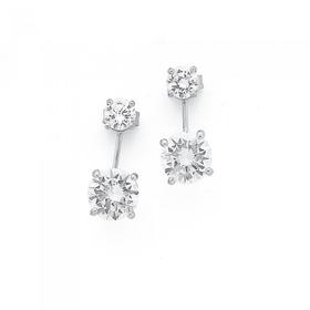 Silver-Small-Large-Round-Cubic-Zirconia-Earswings on sale