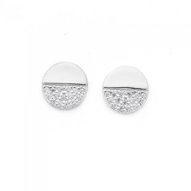 Silver-Cubic-Zirconia-Luna-Stud-Earrings on sale