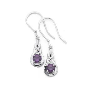 Sterling-Silver-Round-Violet-Cubic-Zirconia-Celtic-Knot-Earrings on sale