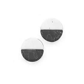 Silver-Black-Howlite-Marble-Round-Luna-Earrings on sale