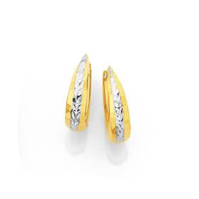 9ct-Two-Tone-Diamond-Cut-Tapered-Huggie-Earrings on sale