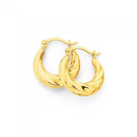 9ct-Gold-Swirl-Puff-Creole-Earrings on sale