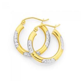 9ct-Gold-Two-Tone-15mm-Hoop-Earrings on sale