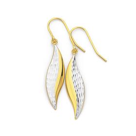 9ct-Two-Tone-Diamond-Cut-Hook-Drop-Earrings on sale