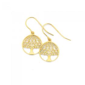 9ct-Gold-Round-Tree-of-Life-Drop-Earrings on sale