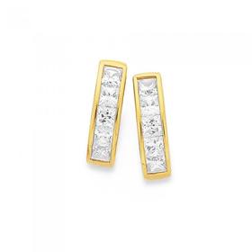 9ct-Gold-Cubic-Zirconia-Princess-Cut-Huggie-Earrings on sale