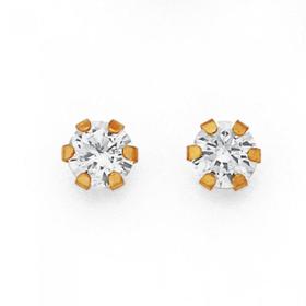 9ct-Gold-Cubic-Zirconia-Round-6-Claw-Stud-Earrings on sale