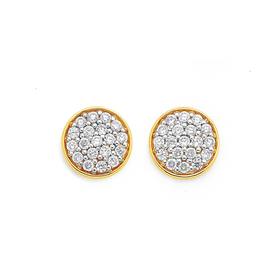 9ct-Cubic-Zirconia-Disc-Stud-Earrings on sale