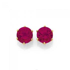 9ct-Created-Ruby-Round-Stud-Earrings on sale