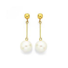 9ct-Cultured-Freshwater-Pearl-Drop-Stud-Earrings on sale