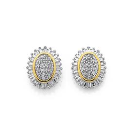 9ct-Diamond-Oval-Cluster-Stud-Earrings on sale