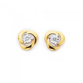 9ct+Gold+Diamond+in+Knot+Stud+Earrings