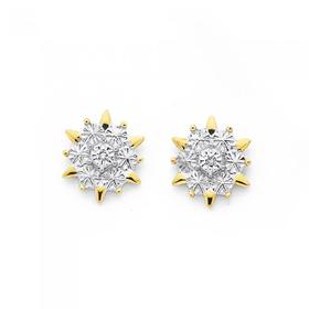 9ct-Gold-Diamond-Snowflake-Stud-Earrings on sale