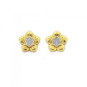 9ct-Gold-Diamond-Flower-Stud-Earrings on sale