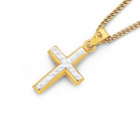 9ct-Gold-Two-Tone-15mm-Cross-Pendant on sale