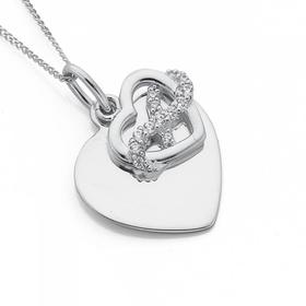 Sterling-Silver-Cubic-Zirconia-Infinity-Heart-With-Heart-Disc-Pendant on sale