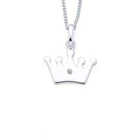 Silver-Cubic-Zirconia-Crown-Pendant on sale