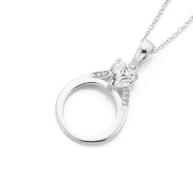 Sterling-Silver-Cubic-Zirconia-Engagement-Ring-Pendant on sale