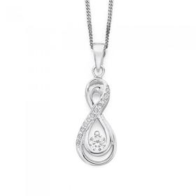 Silver-Cubic-Zirconia-Fancy-Infinity-Pendant on sale