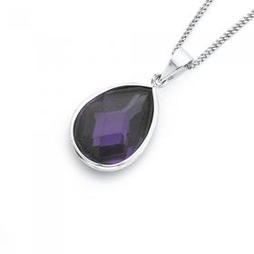 Silver-Violet-Cubic-Zirconia-Pear-Shape-Facet-Pendant on sale