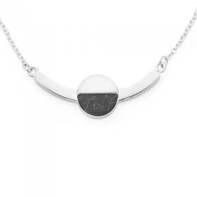 Silver-Black-Howlite-Marble-Luna-Curve-Necklet on sale