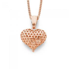 9ct-Rose-Gold-Puff-Heart-Pendant on sale