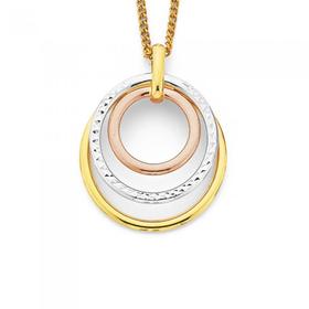 9ct+Gold+Tri+Tone+Triple+Circle+Pendant