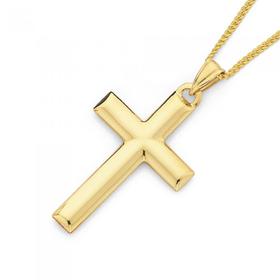 9ct-Gold-30mm-Plain-Cross-Gents-Pendant on sale