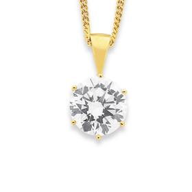 9ct+Round+Cubic+Zirconia+Pendant