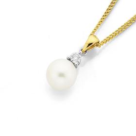 9ct-Cultured-Freshwater-Pearl-Diamond-Pendant on sale