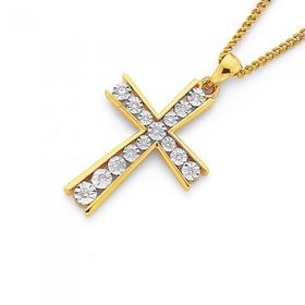 9ct-Gold-Diamond-Cross-Pendant on sale