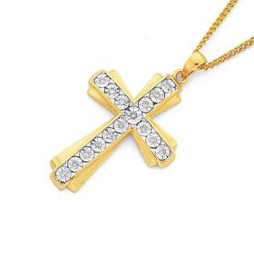 9ct-Gold-Diamond-Cross-Pendant on sale