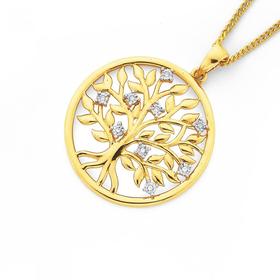 9ct+Gold+Diamond+Tree+of+Life+Pendant