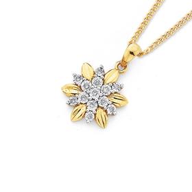 9ct-Gold-Diamond-Snowflake-Pendant on sale