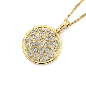 9ct-Diamond-Flower-in-Circle-Pendant on sale