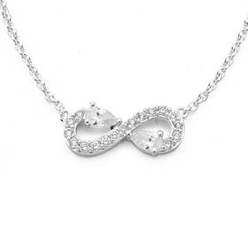 Silver-Cubic-Zirconia-Infinity-Necklace on sale