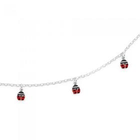 Silver-Enamel-Ladybird-Charm-Bracelet on sale