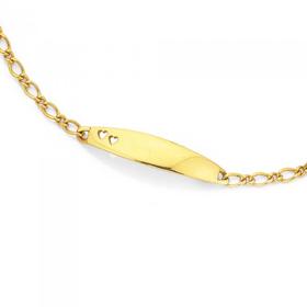 9ct-Gold-14cm-Figaro-11-Oval-ID-Bracelet on sale