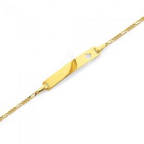 9ct-Gold-16cm-Figaro-Heart-Charm-Identity-Bracelet on sale